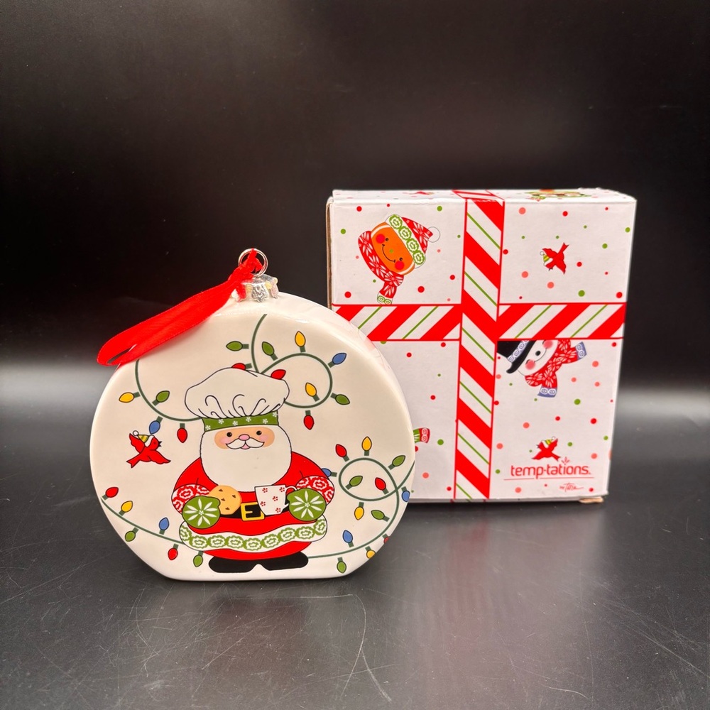 NIB Temptations by Tara Ornament Decoration with Recipe Santa Eggnog Mousse - Picture 2 of 5